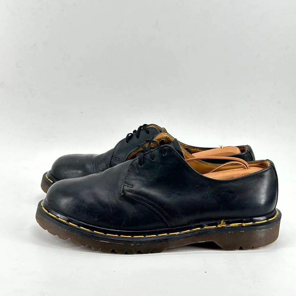 Vintage Dr. Martens Oxfords 1461 Made in England Black Leather Unisex Sz 7‎ 90s